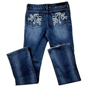 7Seven Womens Blue Jeans with Back Bling Pockets Size 6 Boot Cut  JH1195